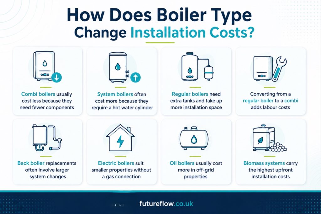 How does boiler type change installation costs